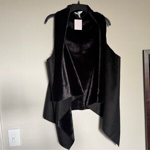LC Lauren Conrad Faux Fur Suede Black Vest